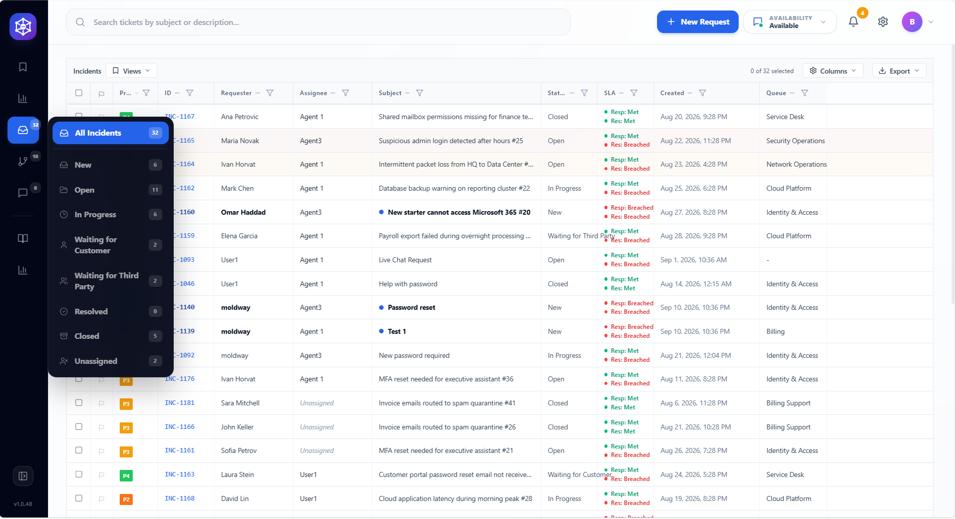 Incidents Grid